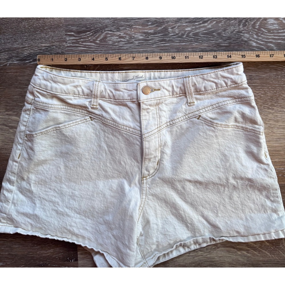 Universal Thread  Midi Denim Shorts Cream Off White High Rise Women 10/30R - Picture 8 of 9
